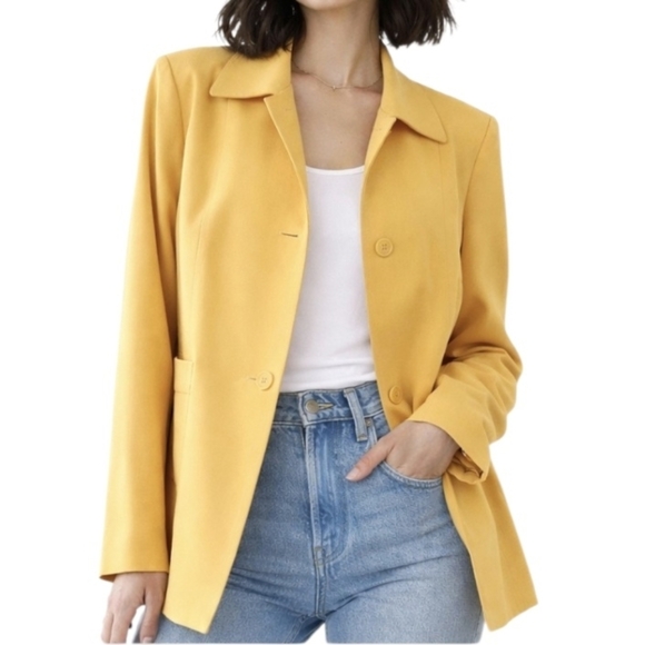 Talbots Jackets & Blazers - Vintage Talbots Yellow Blazer Jacket Oversized 90s Minimalist Quiet Luxury 16